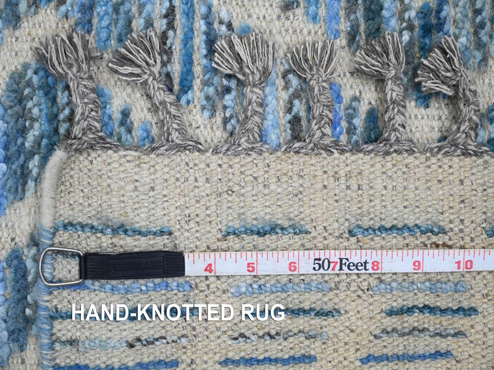2'5" x 10'6" New Hand Knotted Blue Wool Runner Oriental Rug - MOA10220287