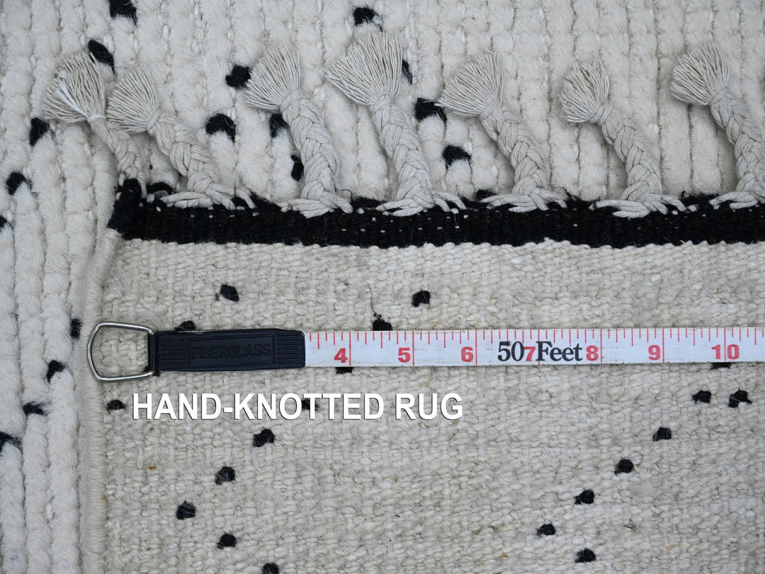 3'0" x 12'8" New Hand Knotted Ivory Wool Runner Oriental Rug - MOA10220289