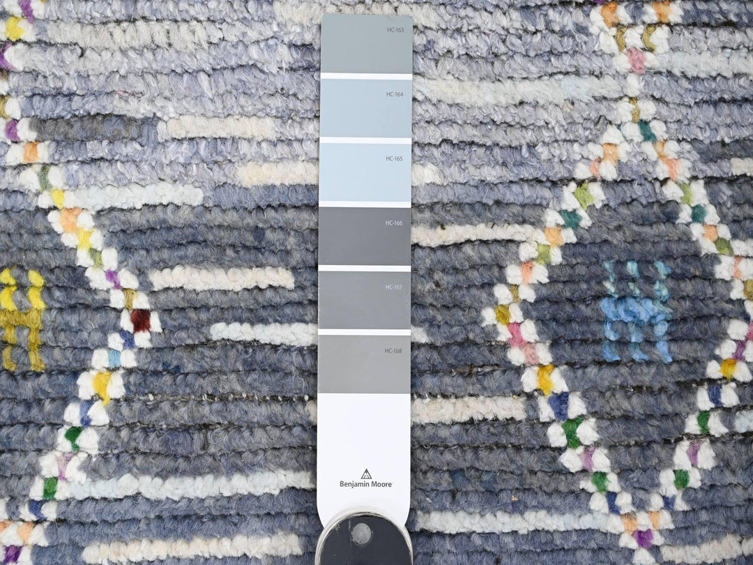 2'5" x 8'4" New Hand Knotted Grey Wool Runner Oriental Rug - MOA10220290