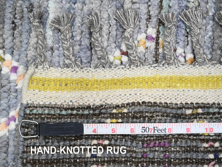 2'5" x 8'4" New Hand Knotted Grey Wool Runner Oriental Rug - MOA10220290