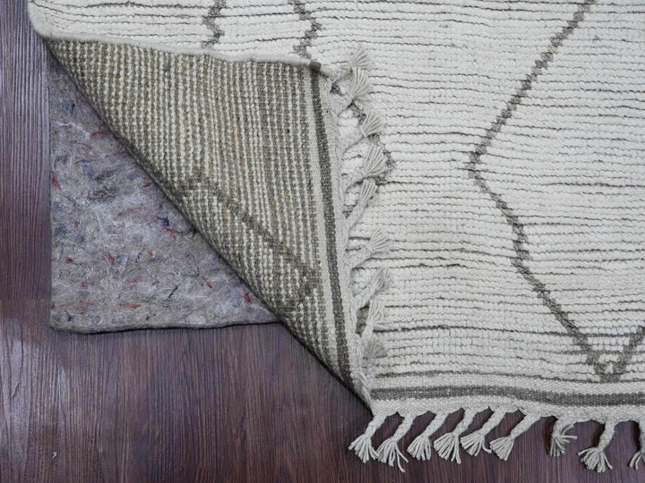 3'3" x 15'5" New Hand Knotted Ivory Wool Runner Oriental Rug - MOA10220292