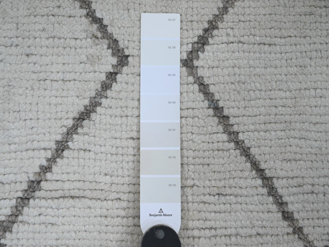 3'3" x 15'5" New Hand Knotted Ivory Wool Runner Oriental Rug - MOA10220292