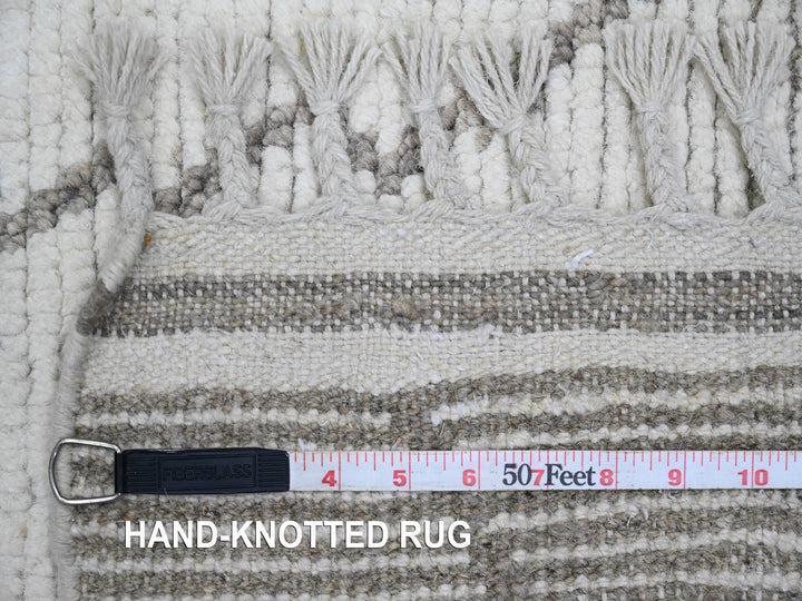 3'3" x 15'5" New Hand Knotted Ivory Wool Runner Oriental Rug - MOA10220292