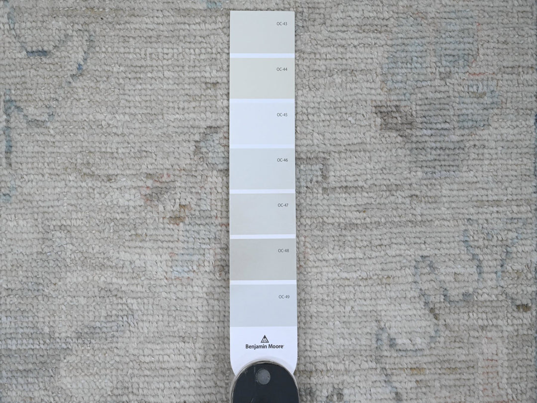 2'7" x 9'9" New Hand Knotted Grey Wool Runner Oriental Rug - MOA10220294