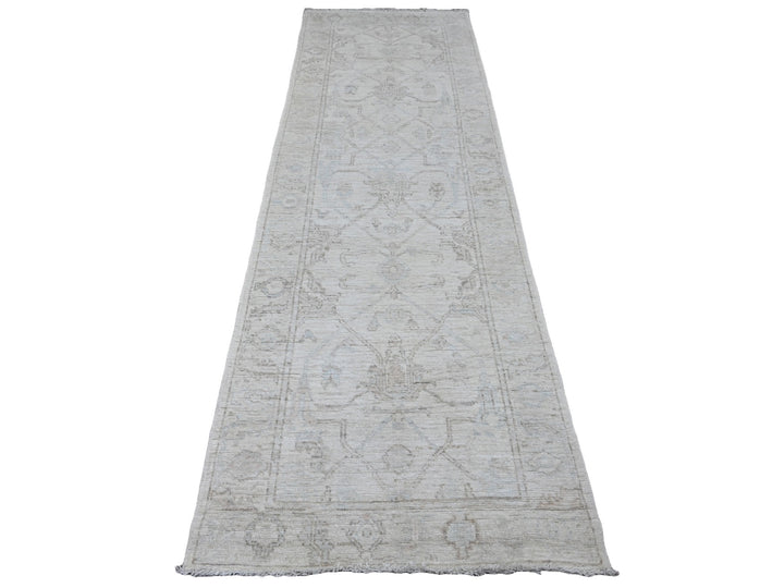 3'0" x 9'5" New Hand Knotted Ivory Wool Runner Oriental Rug - MOA10220296