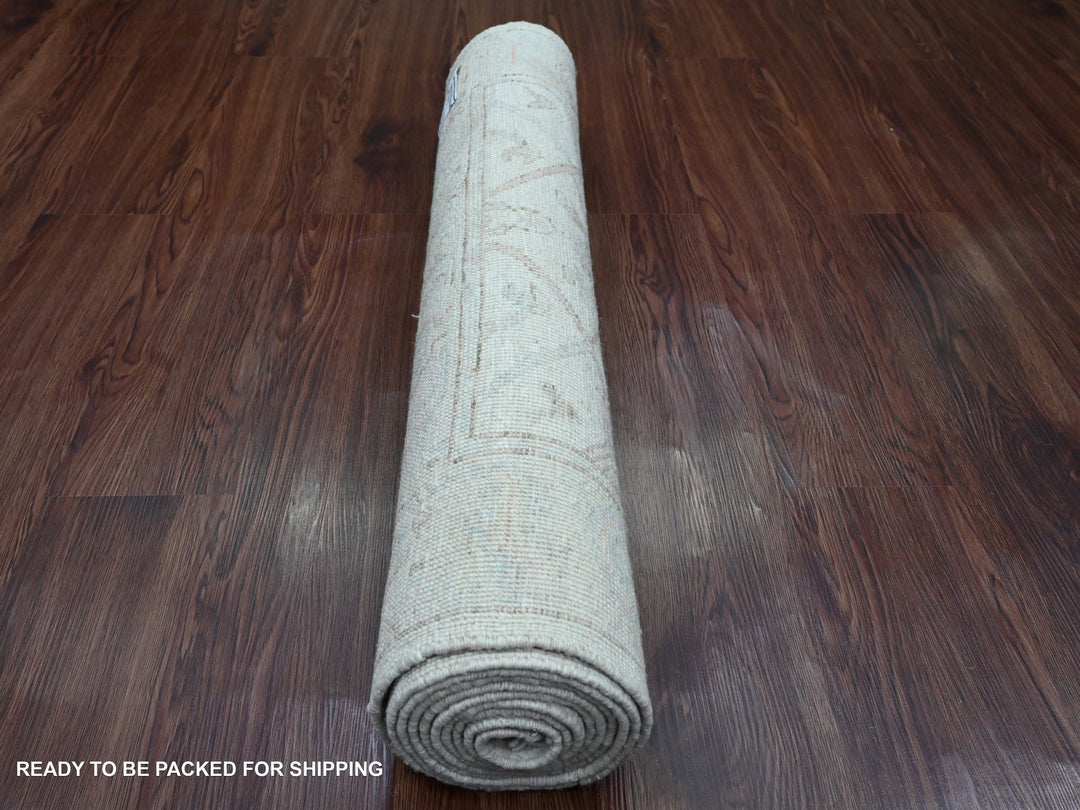 3'0" x 9'5" New Hand Knotted Ivory Wool Runner Oriental Rug - MOA10220296