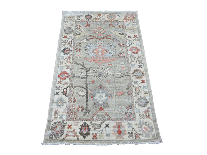 2'11" x 4'9" New Hand Knotted Grey Wool Rectangle Oriental Rug - MOA10220299