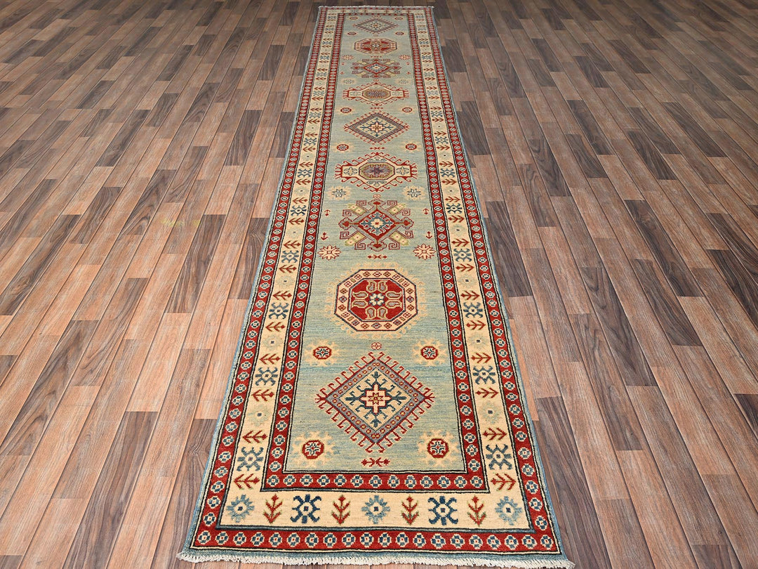 2'9" x 13'7" New Hand Knotted Ivory Wool Runner Oriental Rug - MOA1022029