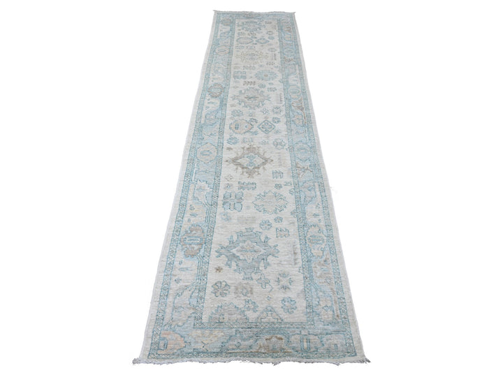2'8" x 11'4" New Hand Knotted Ivory Wool Runner Oriental Rug - MOA10220300