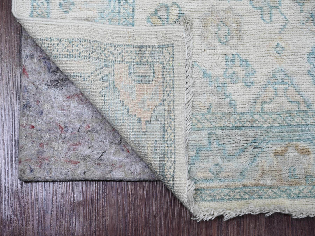 2'8" x 11'4" New Hand Knotted Ivory Wool Runner Oriental Rug - MOA10220300