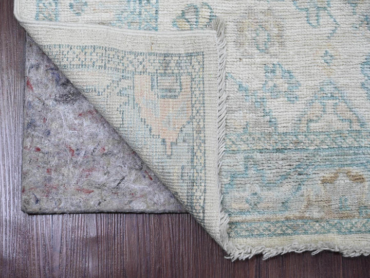 2'8" x 11'4" New Hand Knotted Ivory Wool Runner Oriental Rug - MOA10220300