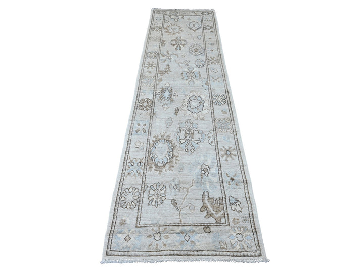 2'7" x 9'9" New Hand Knotted Grey Wool Runner Oriental Rug - MOA10220301