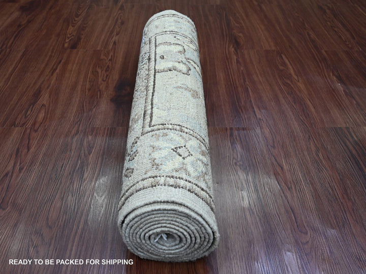 2'7" x 9'9" New Hand Knotted Grey Wool Runner Oriental Rug - MOA10220301