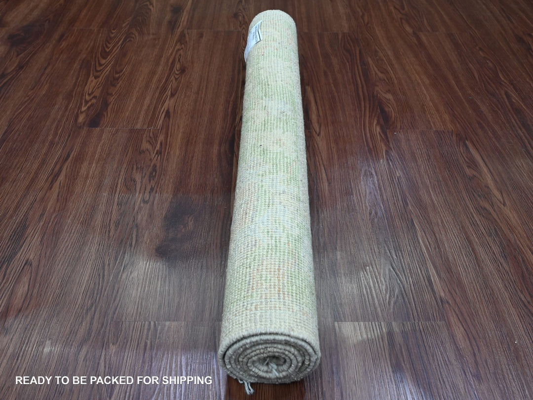 2'10" x 5'9" New Hand Knotted Ivory Wool Runner Oriental Rug - MOA10220308