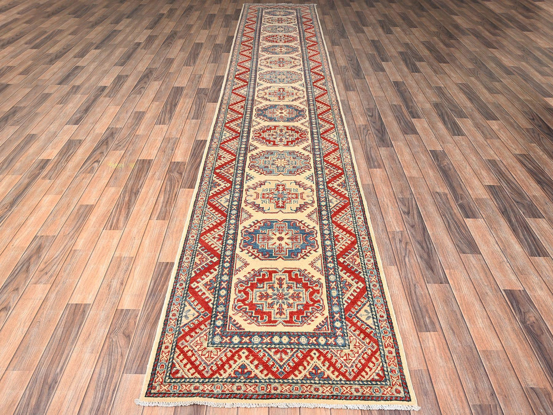 2'10" x 15'5" New Hand Knotted Ivory Wool Runner Oriental Rug - MOA1022030