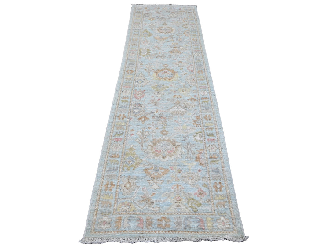 2'9" x 9'10" New Hand Knotted Blue Wool Runner Oriental Rug - MOA10220312