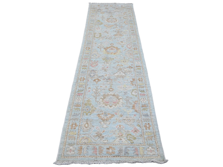 2'9" x 9'10" New Hand Knotted Blue Wool Runner Oriental Rug - MOA10220312
