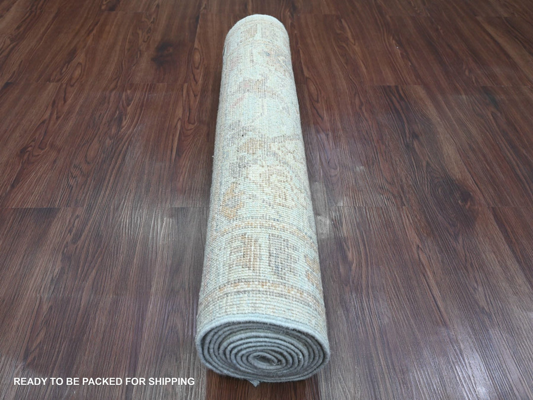 2'9" x 9'10" New Hand Knotted Blue Wool Runner Oriental Rug - MOA10220312