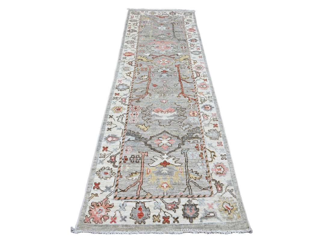 3'0" x 9'8" New Hand Knotted Grey Wool Runner Oriental Rug - MOA10220313