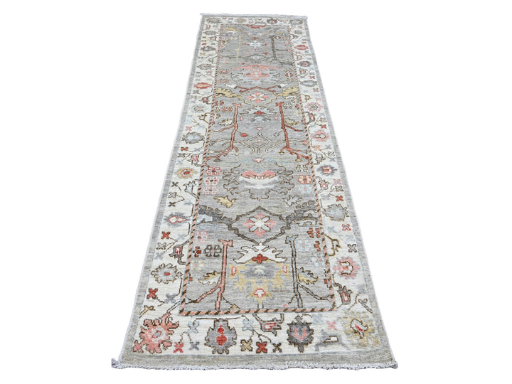 3'0" x 9'8" New Hand Knotted Grey Wool Runner Oriental Rug - MOA10220313