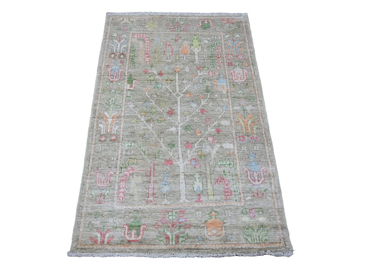 3'2" x 4'10" New Hand Knotted Green Wool Rectangle Oriental Rug - MOA10220315