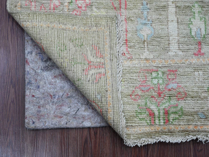 3'2" x 4'10" New Hand Knotted Green Wool Rectangle Oriental Rug - MOA10220315
