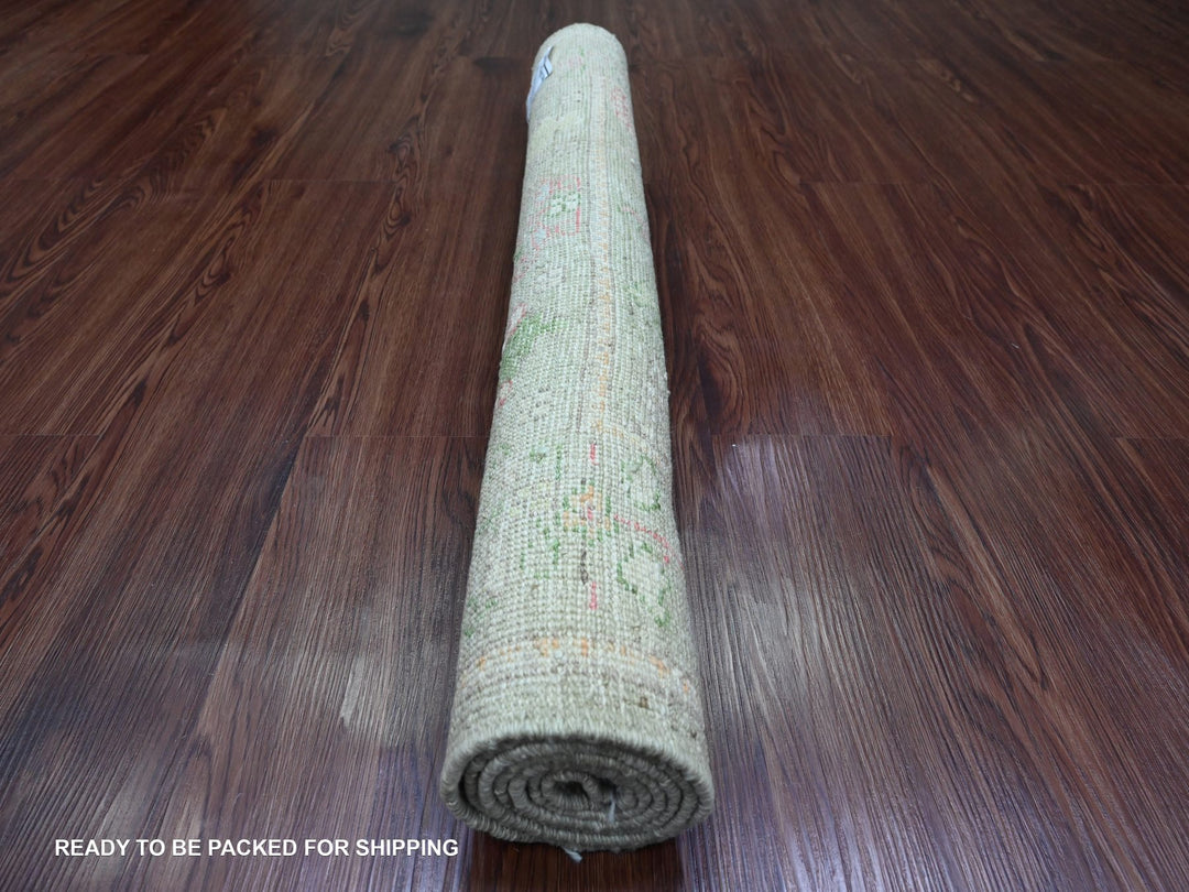 3'2" x 4'10" New Hand Knotted Green Wool Rectangle Oriental Rug - MOA10220315