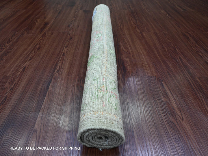 3'2" x 4'10" New Hand Knotted Green Wool Rectangle Oriental Rug - MOA10220315