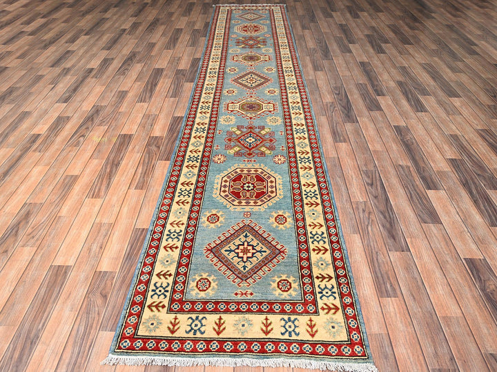 2'10" x 13'5" New Hand Knotted Blue Wool Runner Oriental Rug - MOA1022031