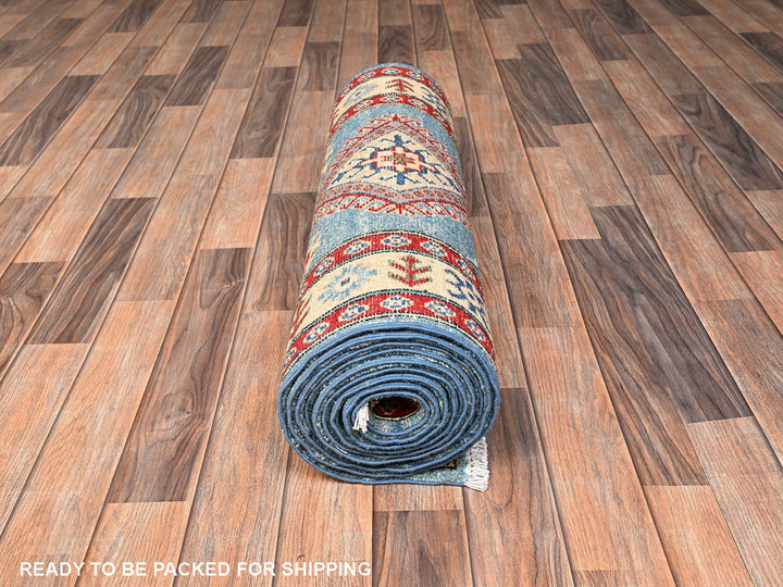 2'10" x 13'5" New Hand Knotted Blue Wool Runner Oriental Rug - MOA1022031