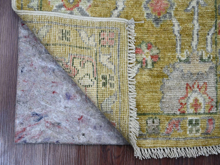 1'10" x 3'2" New Hand Knotted Yellow Wool Rectangle Oriental Rug - MOA10220322