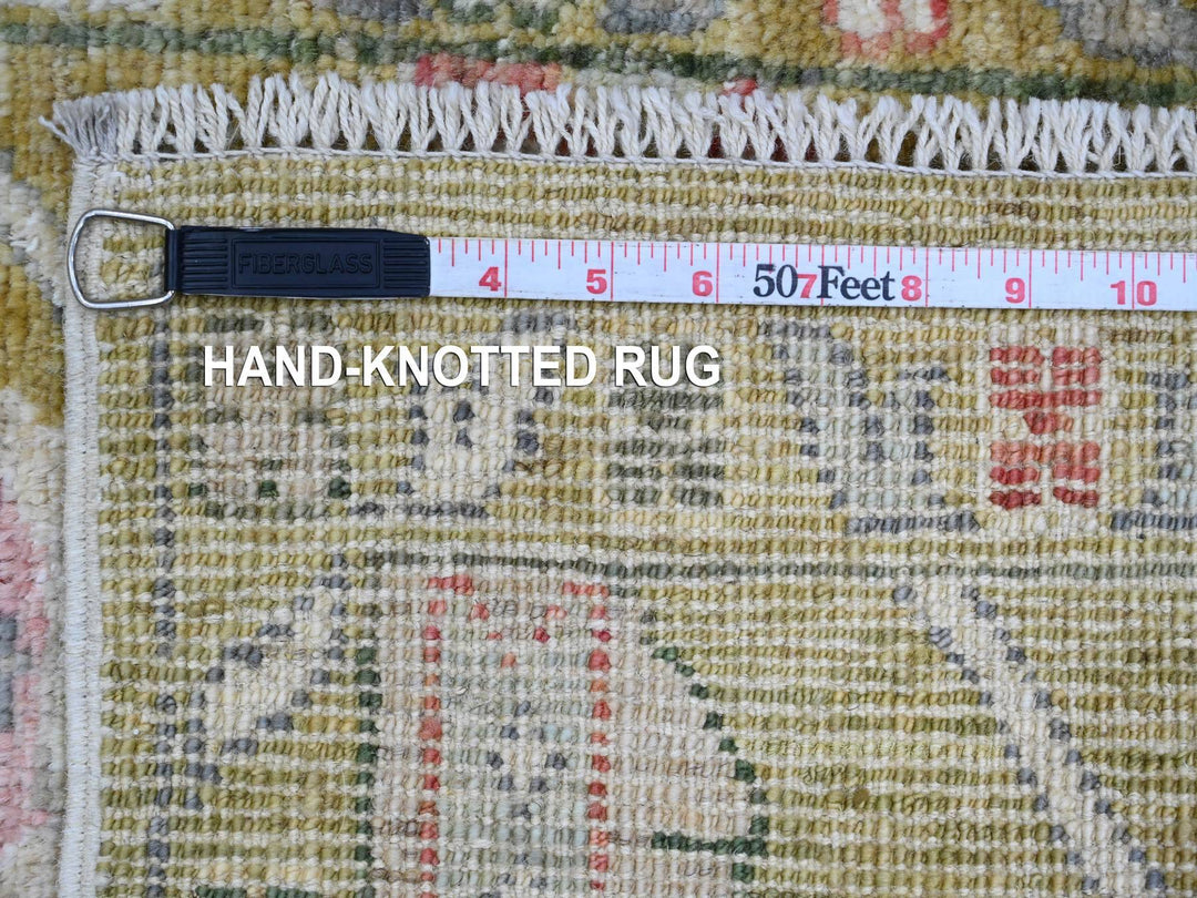 1'10" x 3'2" New Hand Knotted Yellow Wool Rectangle Oriental Rug - MOA10220322