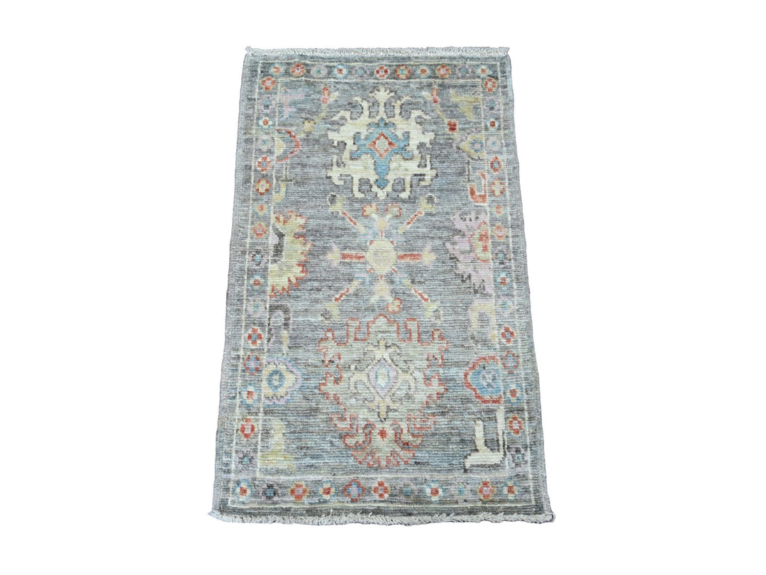 2'1" x 3'5" New Hand Knotted Grey Wool Rectangle Oriental Rug - MOA10220323