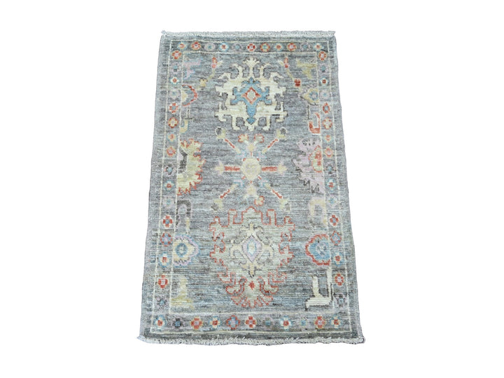 2'1" x 3'5" New Hand Knotted Grey Wool Rectangle Oriental Rug - MOA10220323