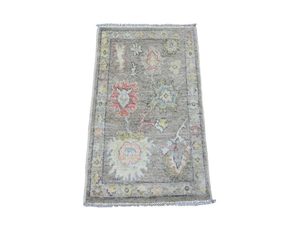 1'11" x 3'2" New Hand Knotted Grey Wool Rectangle Oriental Rug - MOA10220326