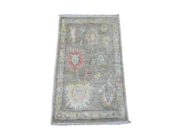 1'11" x 3'2" New Hand Knotted Grey Wool Rectangle Oriental Rug - MOA10220326