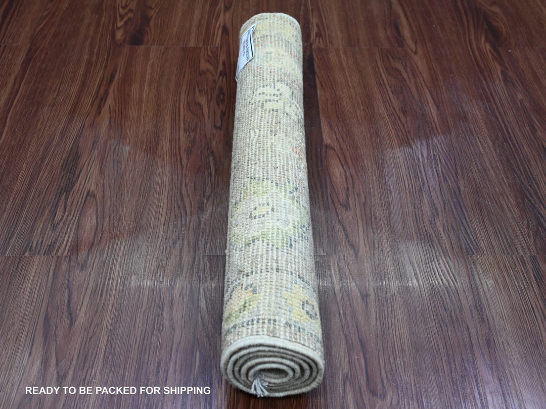 1'11" x 3'2" New Hand Knotted Grey Wool Rectangle Oriental Rug - MOA10220326