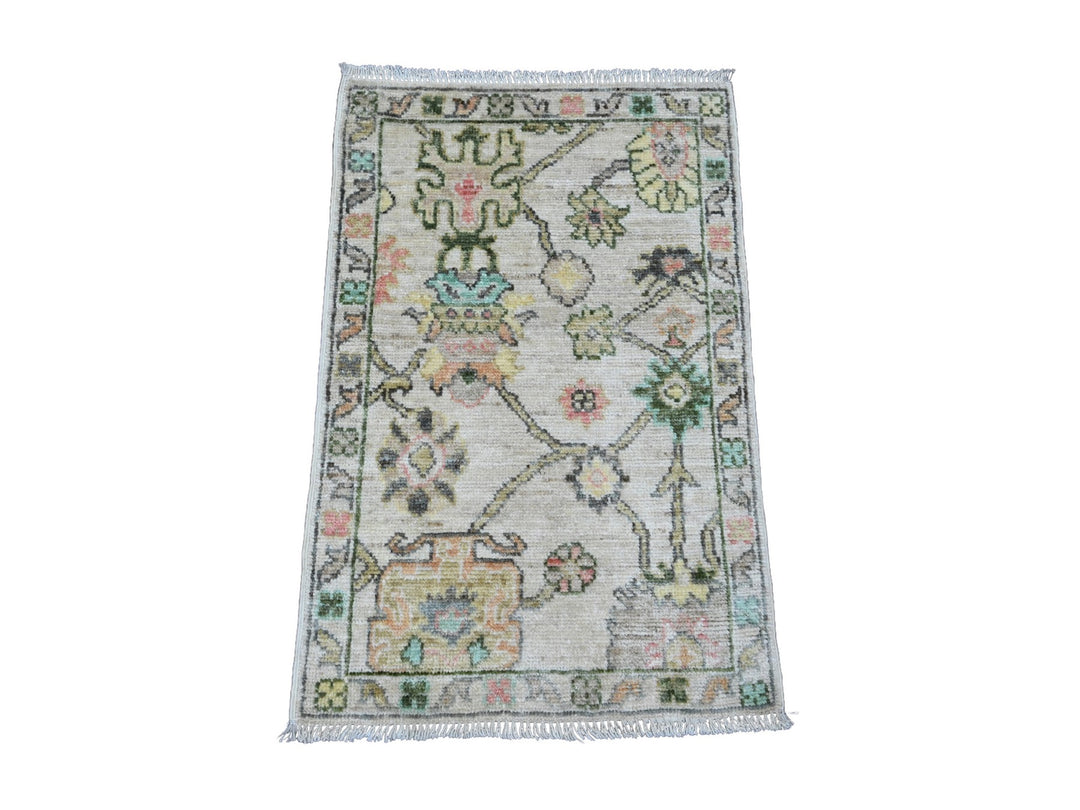 1'11" x 3'0" New Hand Knotted Ivory Wool Rectangle Oriental Rug - MOA10220328