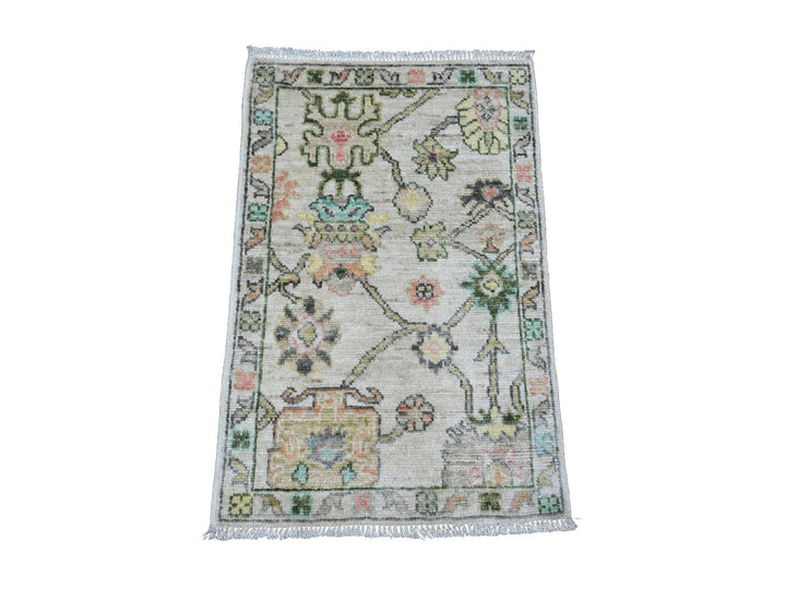 1'11" x 3'0" New Hand Knotted Ivory Wool Rectangle Oriental Rug - MOA10220328