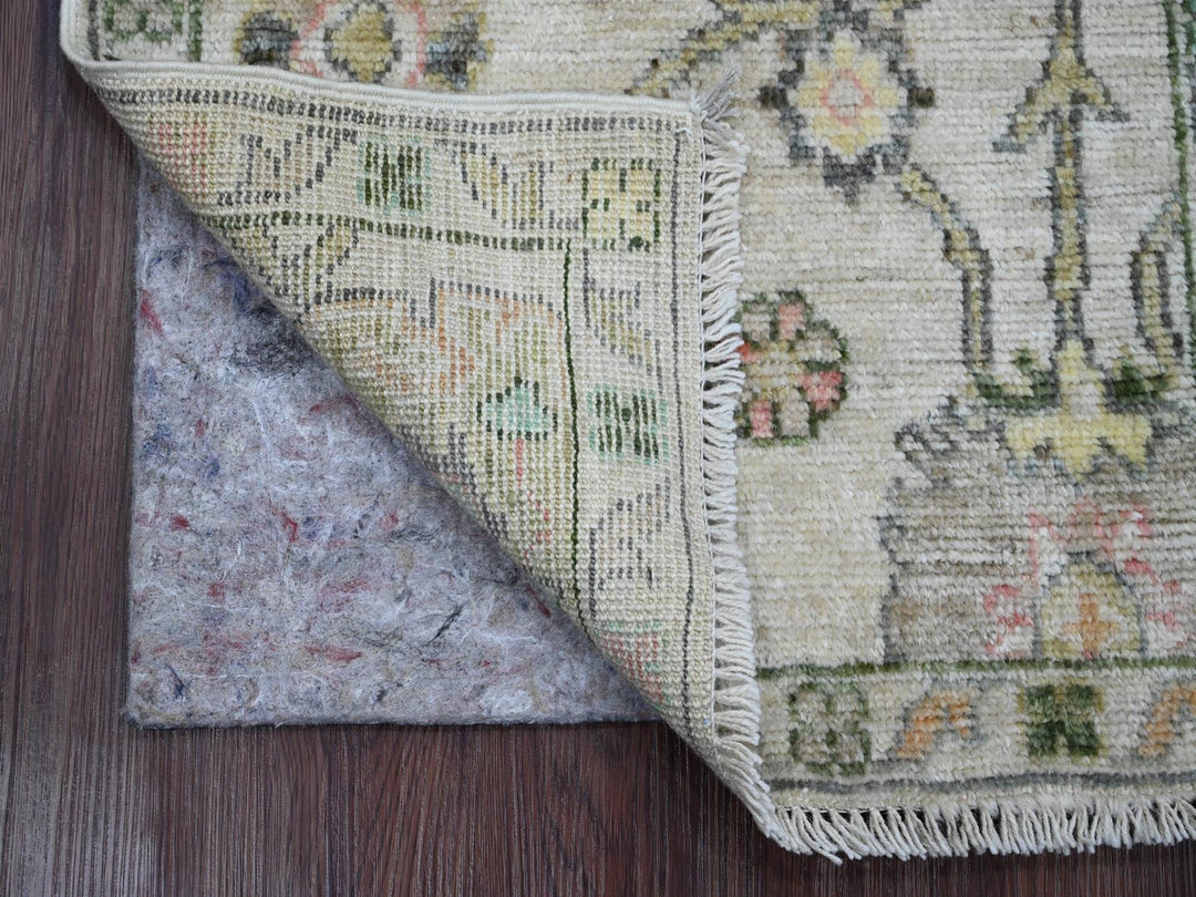 1'11" x 3'0" New Hand Knotted Ivory Wool Rectangle Oriental Rug - MOA10220328