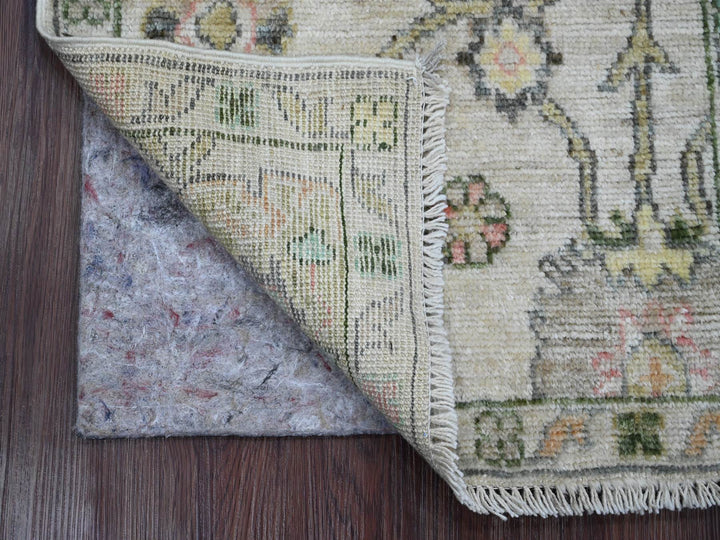 1'11" x 3'0" New Hand Knotted Ivory Wool Rectangle Oriental Rug - MOA10220328