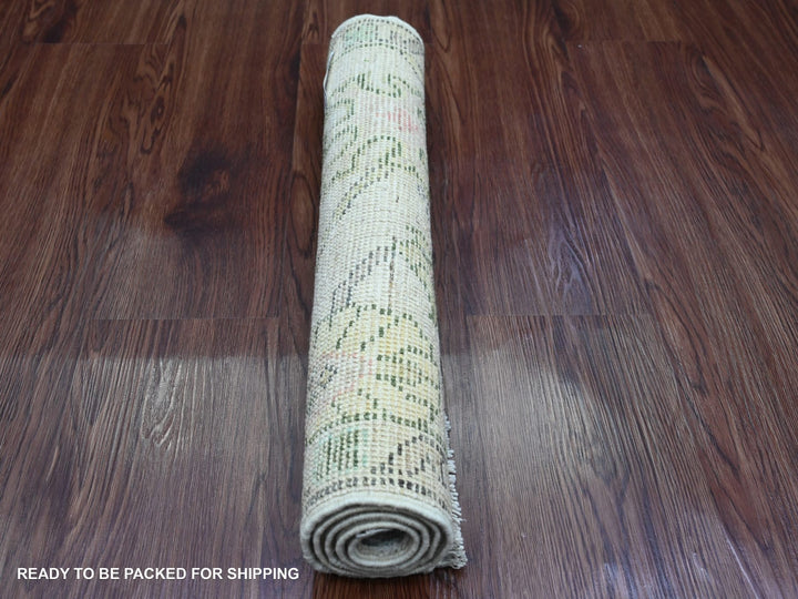 1'11" x 3'0" New Hand Knotted Ivory Wool Rectangle Oriental Rug - MOA10220328