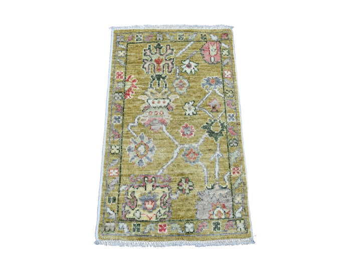1'11" x 3'1" New Hand Knotted Yellow Wool Rectangle Oriental Rug - MOA10220329