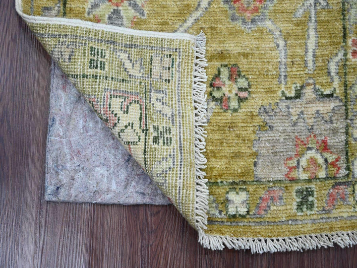 1'11" x 3'1" New Hand Knotted Yellow Wool Rectangle Oriental Rug - MOA10220329
