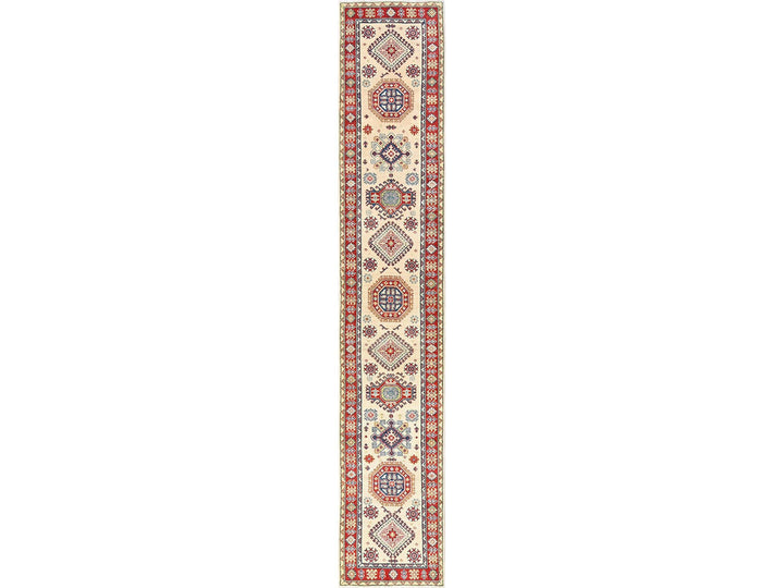 2'7" x 15'10" New Hand Knotted Ivory Wool Runner Oriental Rug - MOA1022032