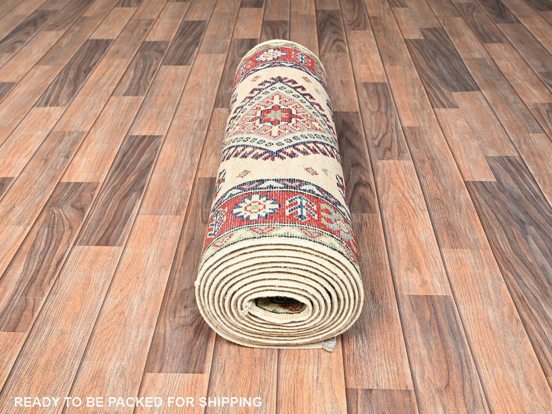 2'7" x 15'10" New Hand Knotted Ivory Wool Runner Oriental Rug - MOA1022032