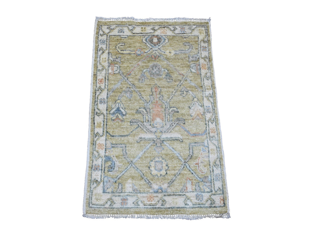2'0" x 3'2" New Hand Knotted Green Wool Rectangle Oriental Rug - MOA10220332