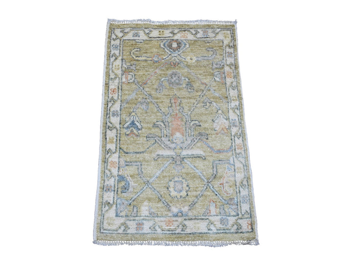 2'0" x 3'2" New Hand Knotted Green Wool Rectangle Oriental Rug - MOA10220332