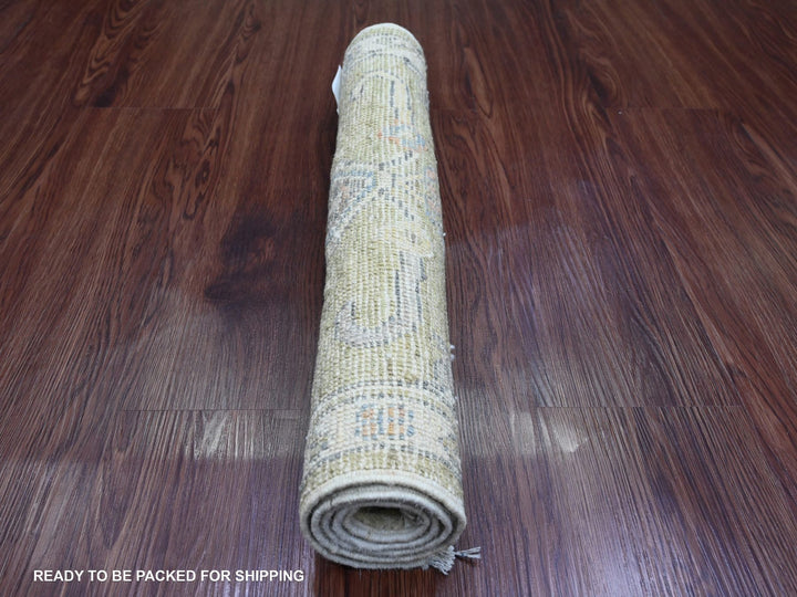 2'0" x 3'2" New Hand Knotted Green Wool Rectangle Oriental Rug - MOA10220332