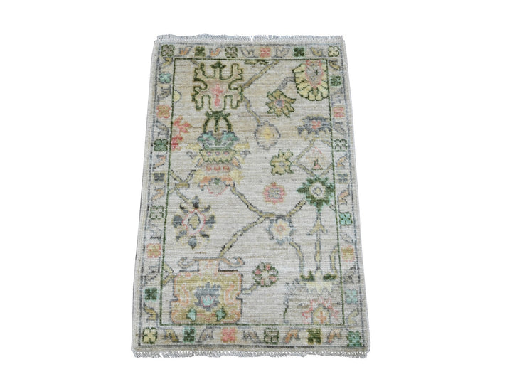 2'0" x 2'11" New Hand Knotted Ivory Wool Rectangle Oriental Rug - MOA10220333